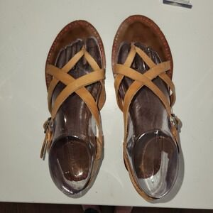 Lucky Brand Leather Gladiator Sandals - Women's 8 ?(9.5" Footbed) Boho Chic